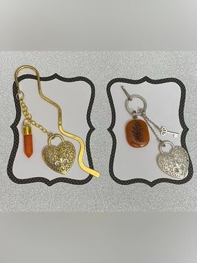 NEW Heart charm Bookmark and Keychain